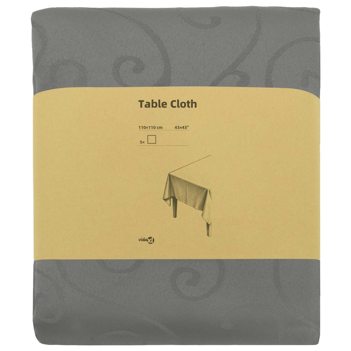 Table Cloth 5 pcs Square Light Grey 110 x 110 cm