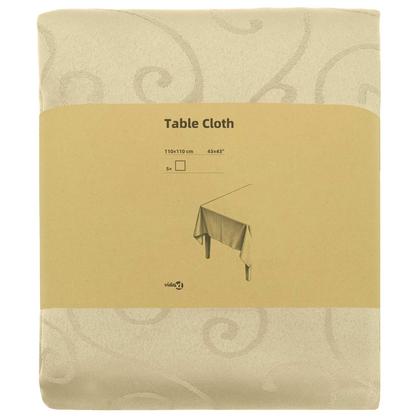 Table Cloth 5 pcs Square Cream White 110 x 110 cm