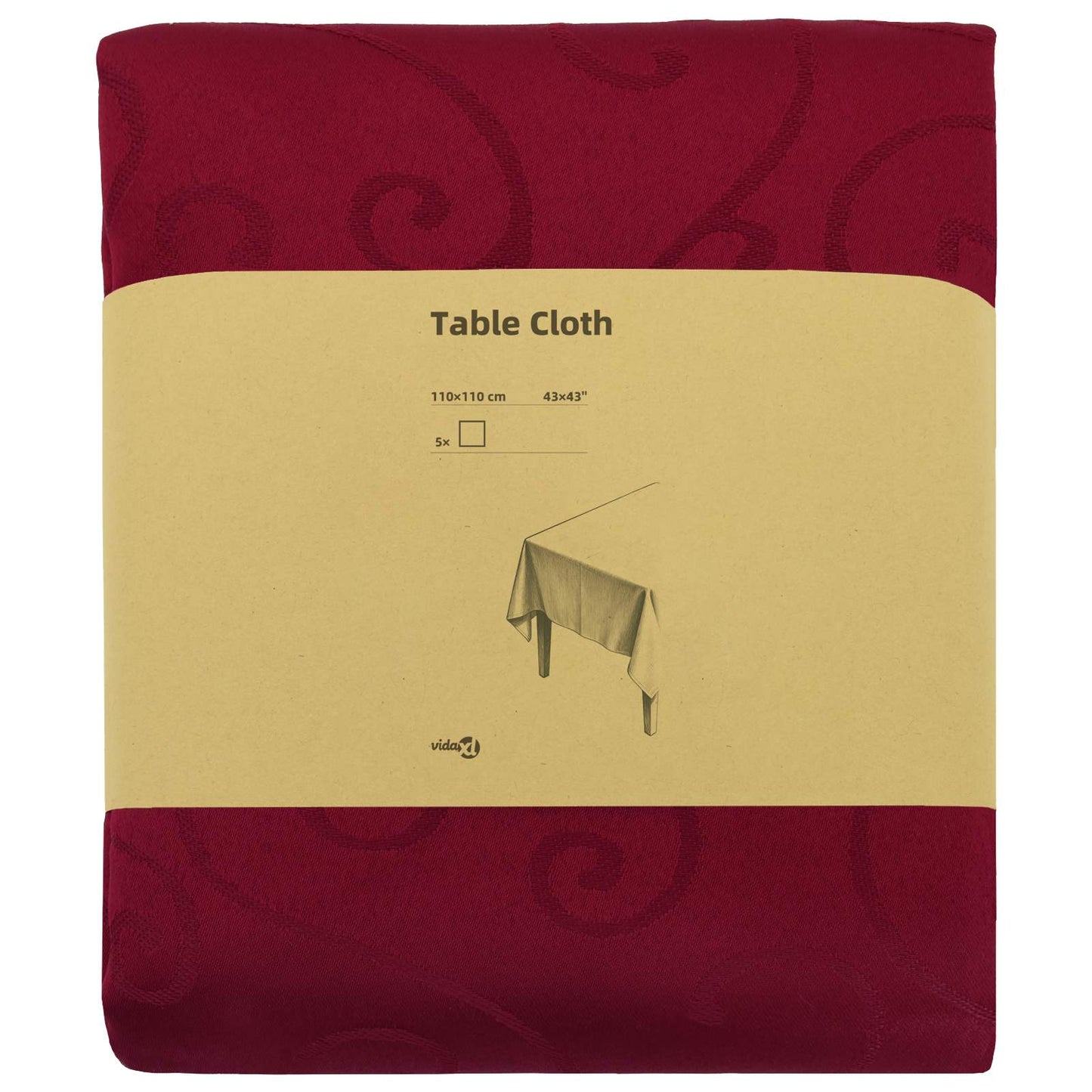 Table Cloth 5 pcs Square Wine Red 110 x 110 cm