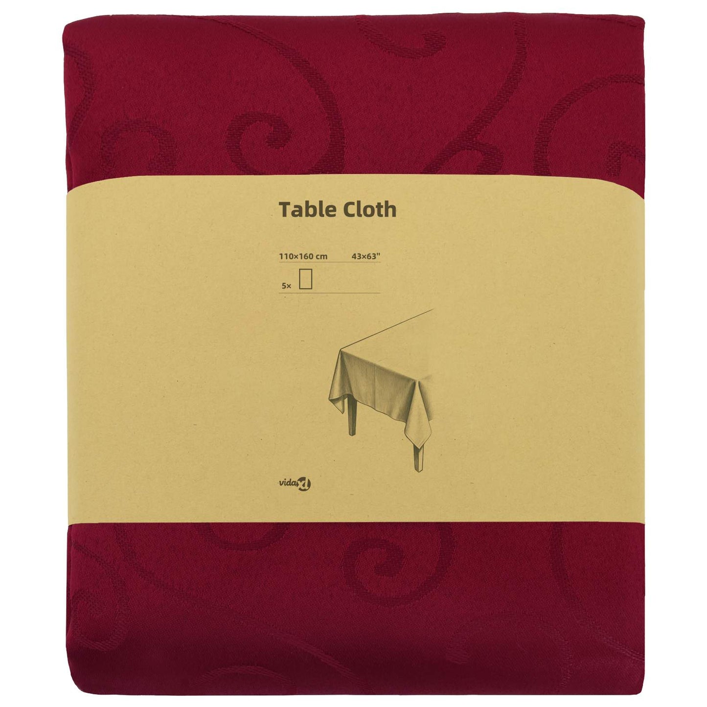 Table Cloth 5 pcs Rectangular Wine Red 110 x 160 cm