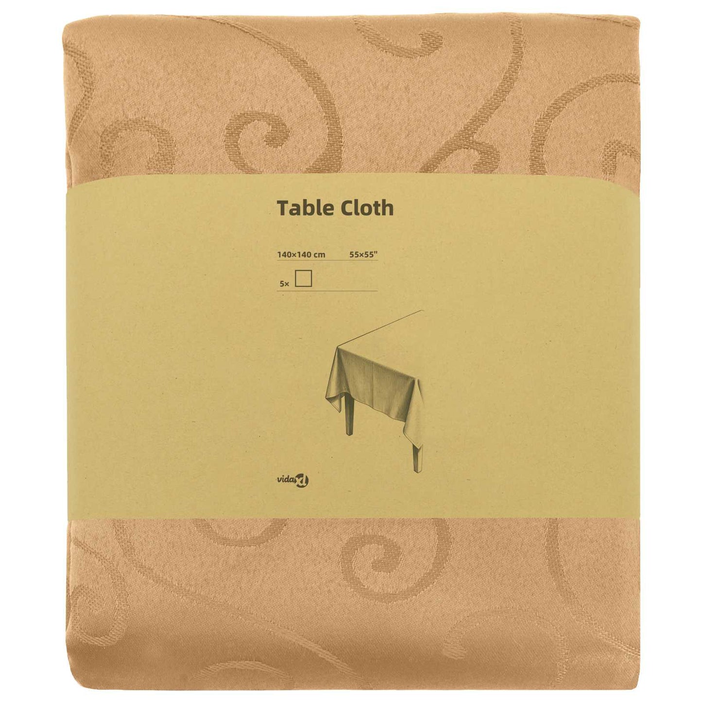 Table Cloth 5 pcs Rectangular Beige 140 x 140 cm