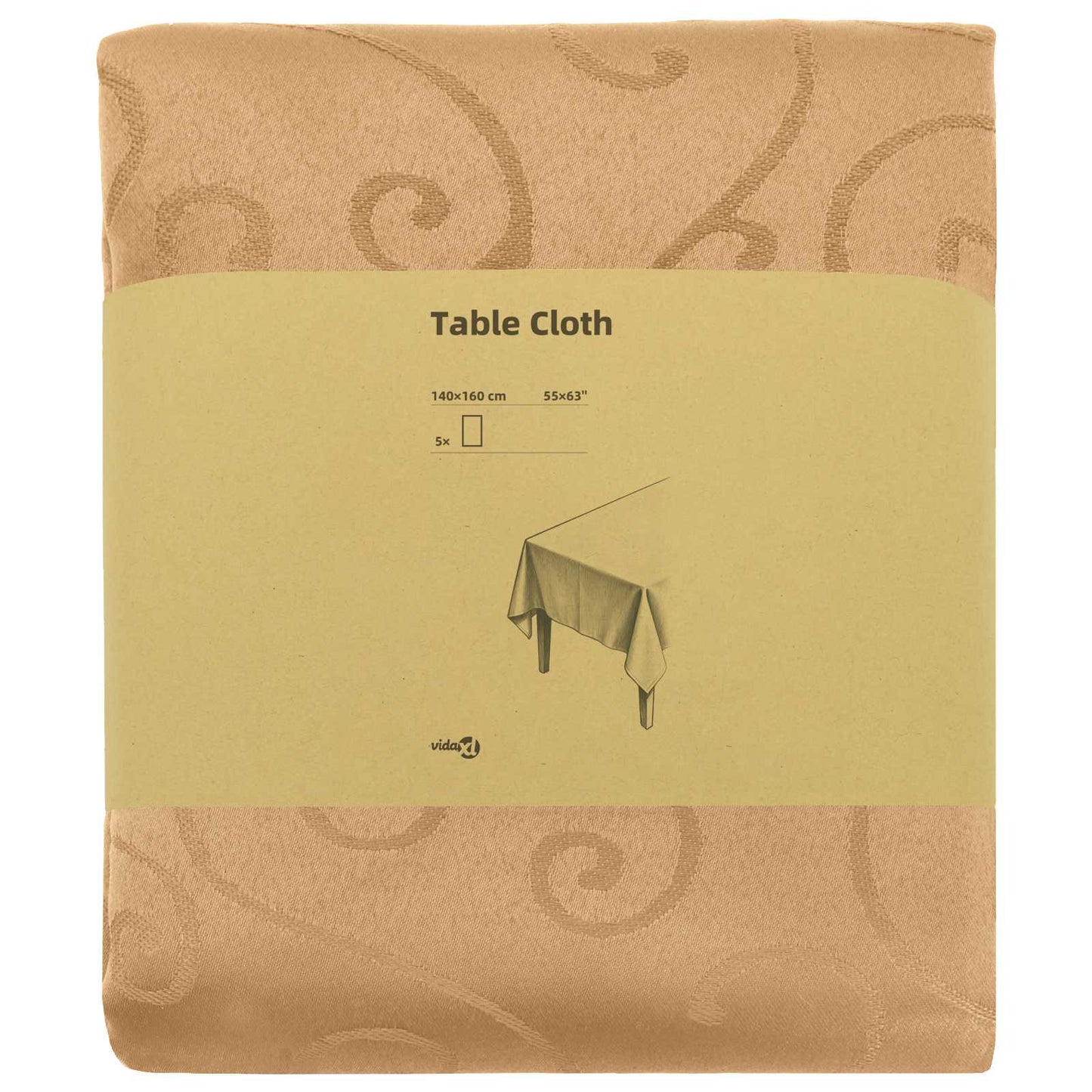 Table Cloth 5 pcs Rectangular Beige 140 x 160 cm