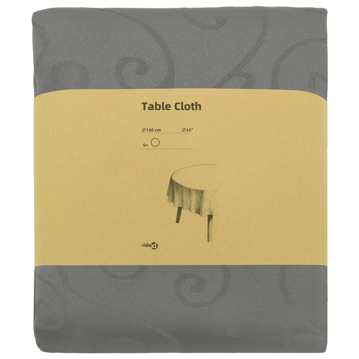 Table Cloth 5 pcs Round Light Grey Ø 140 cm