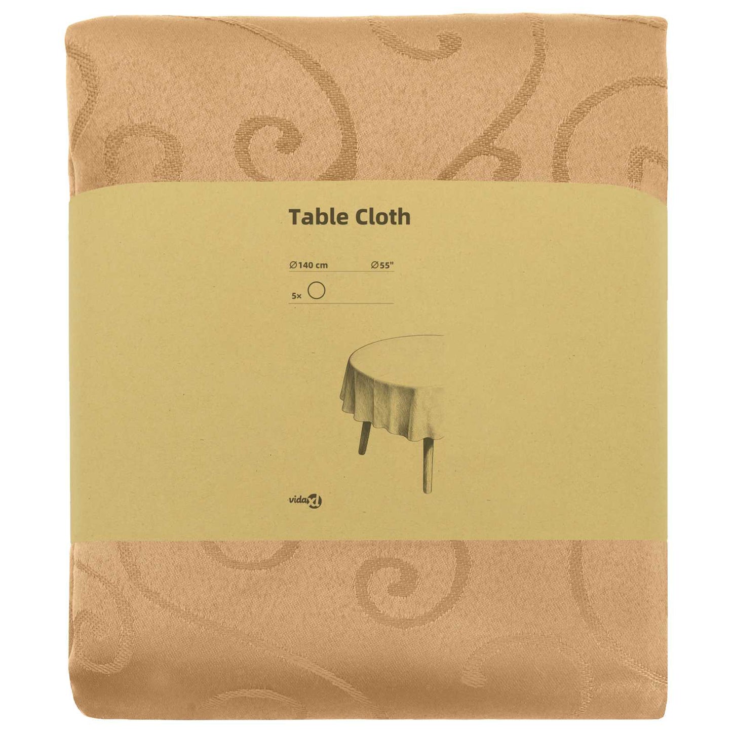 Table Cloth 5 pcs Round Beige Ø 140 cm
