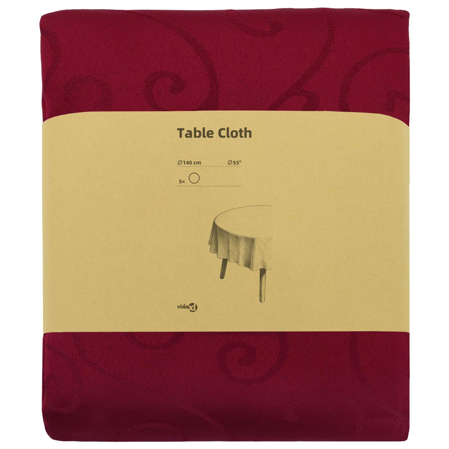 Table Cloth 5 pcs Round Wine Red Ø 140 cm