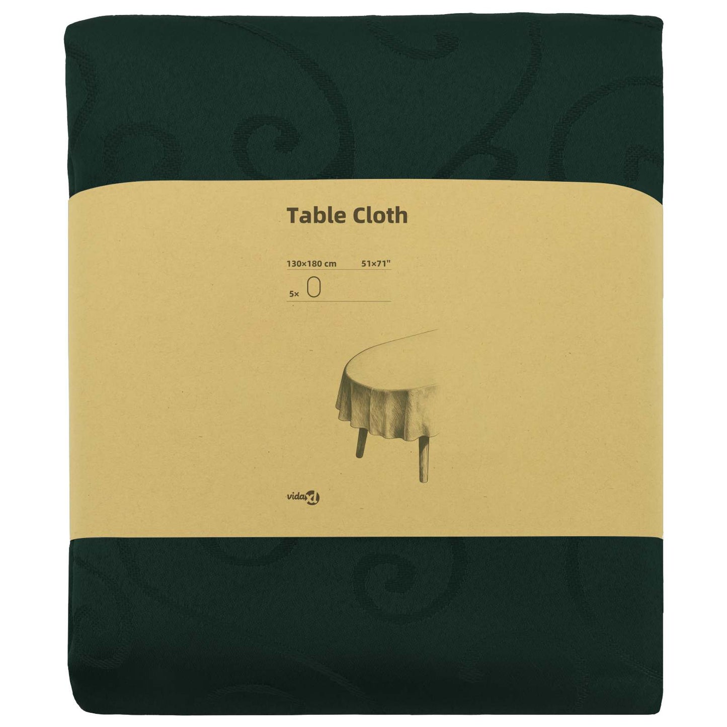 Table Cloth 5 pcs Oval Dark Green 130 x 180 cm