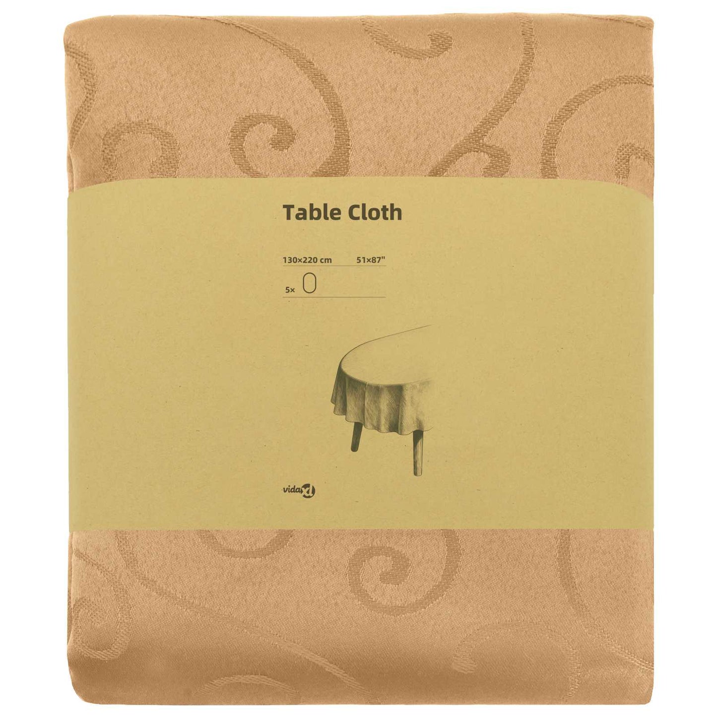 Table Cloth 5 pcs Oval Beige 130 x 220 cm