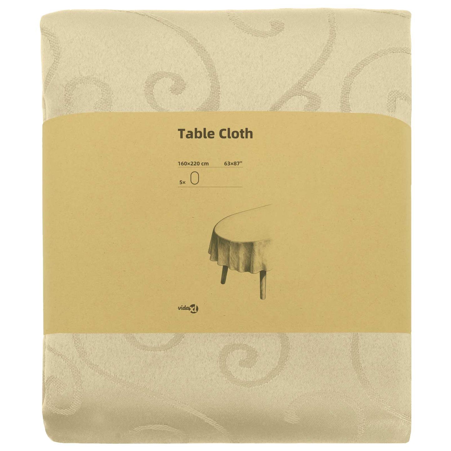 Table Cloth 5 pcs Oval Cream White 160 x 220 cm