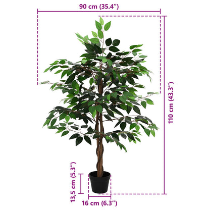 Artificial Ficus Plant Green 90 x 16 x 110 cm Fabric and Wood
