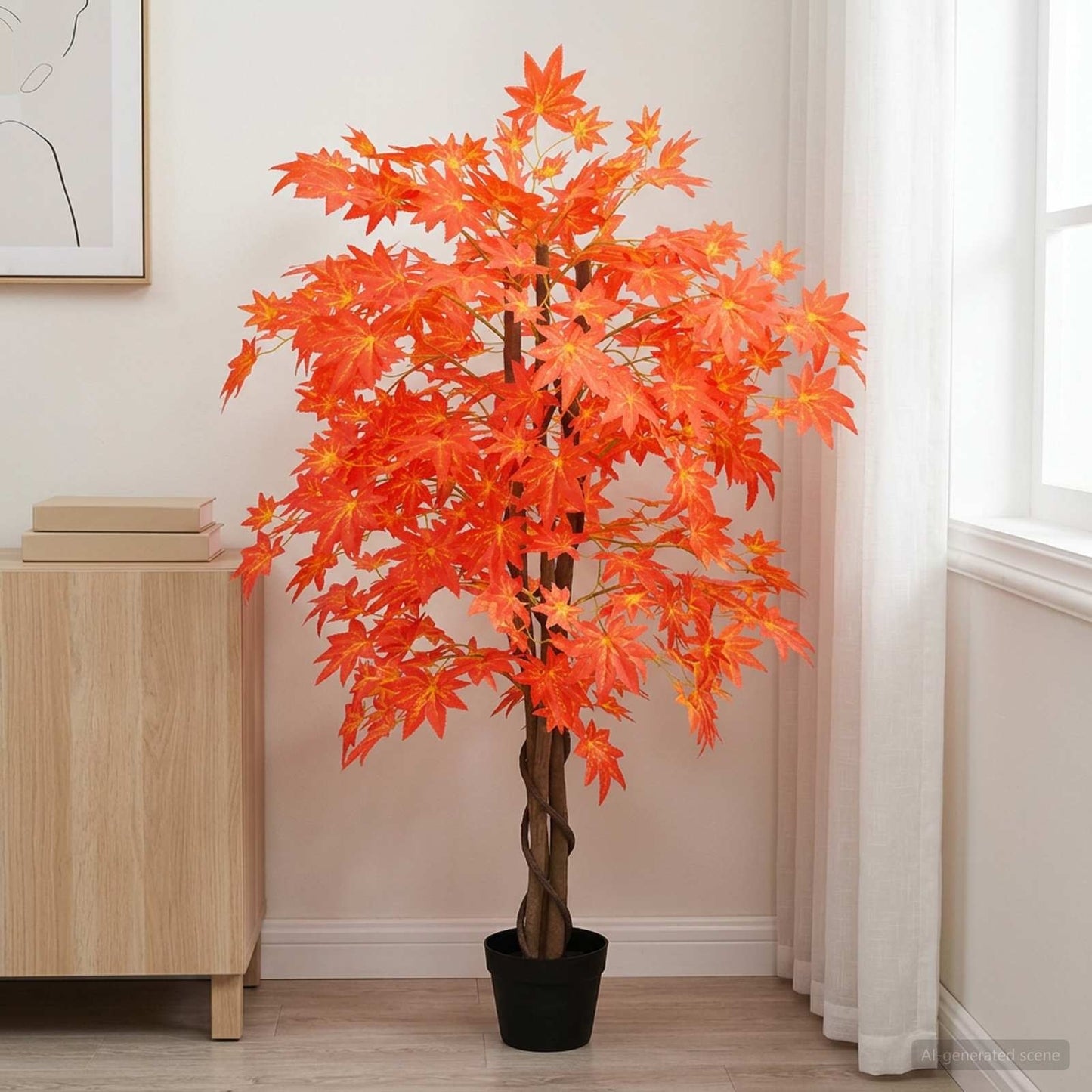 Artificial Maple Tree Red 80 x 16 x 120 cm Fabric and Wood