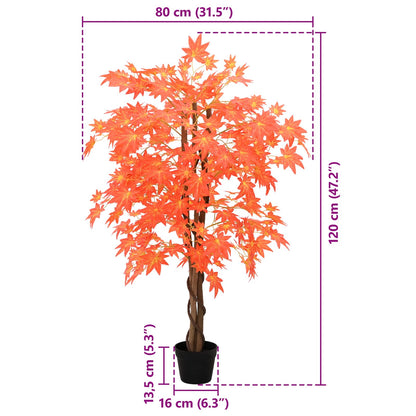 Artificial Maple Tree Red 80 x 16 x 120 cm Fabric and Wood