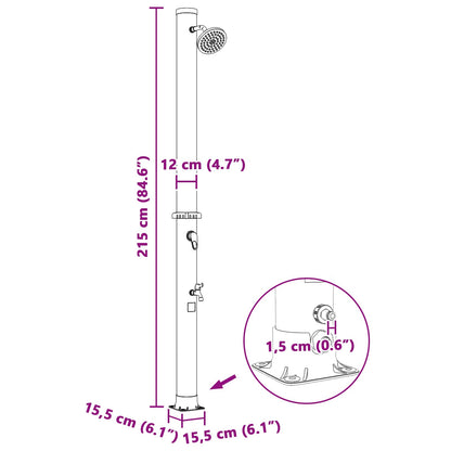 Solar Shower with Shower Head and Faucet PVC, ABS, Zinc Alloy