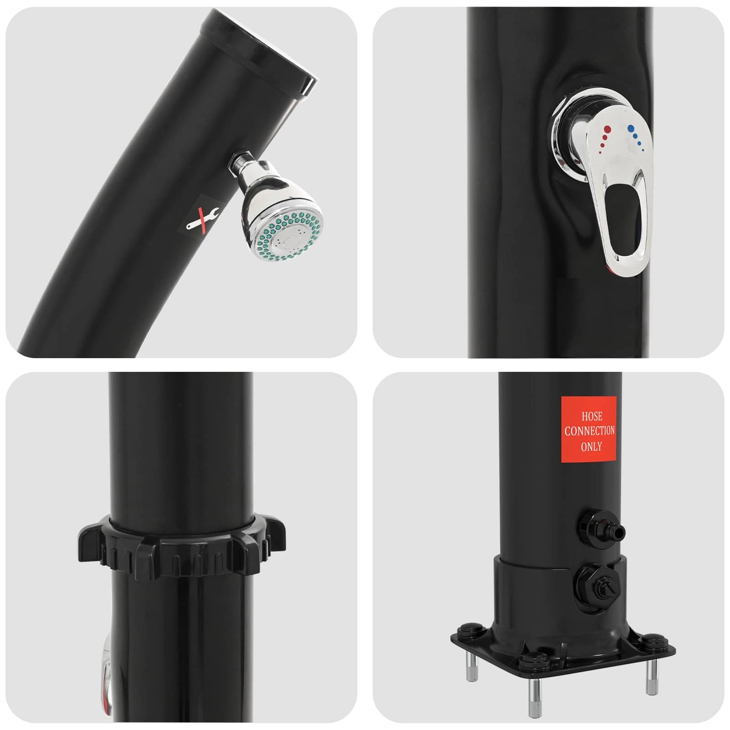 Solar Shower with Shower Head PVC, ABS, Zinc Alloy Black