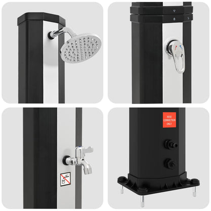 Solar Shower with Shower Head and Faucet 40 L Black and Silver