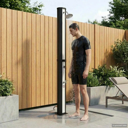 Solar Shower with Shower Head and Faucet 40 L Black and Silver