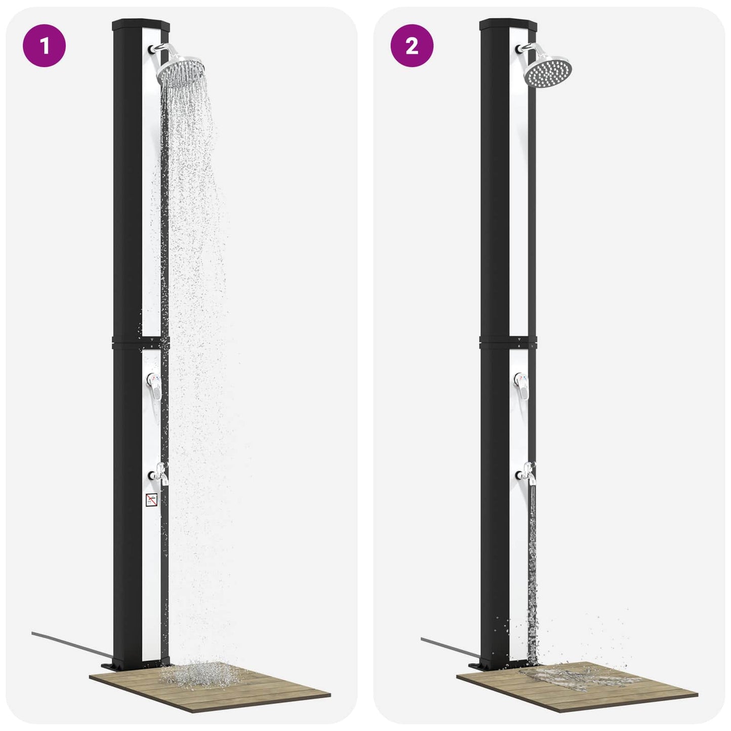 Solar Shower with Shower Head and Faucet 40 L Black and Silver