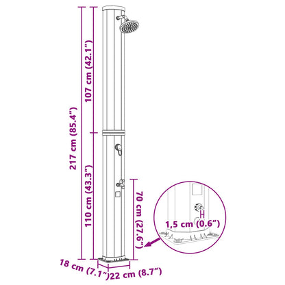 Solar Shower with Shower Head and Faucet PVC, ABS, Zinc Alloy