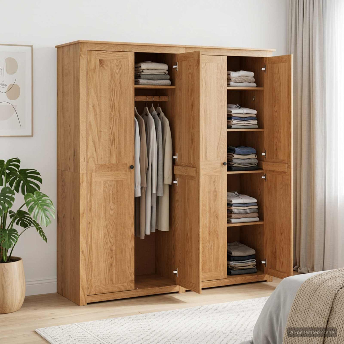 Wardrobe PANAMA Honey 169 x 50 x 185 cm Solid Pine Wood