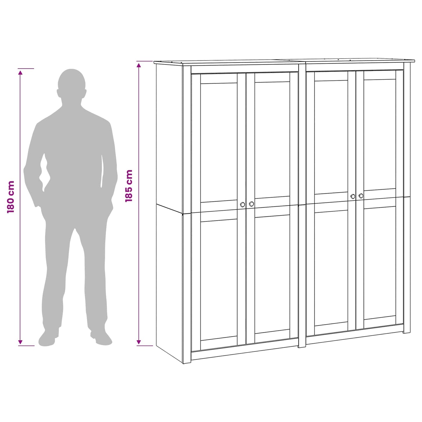 Wardrobe PANAMA Honey 169 x 50 x 185 cm Solid Pine Wood