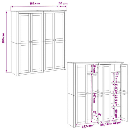 Wardrobe PANAMA Honey 169 x 50 x 185 cm Solid Pine Wood
