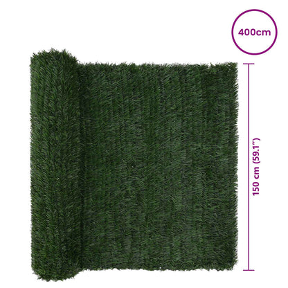 Artificial Fence Dark Green 1.5 x 4 m PVC and Steel