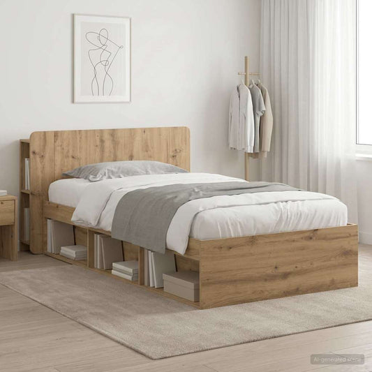 Bed Frame with Storage Artisan Oak 75 x 190 cm Engineered Wood