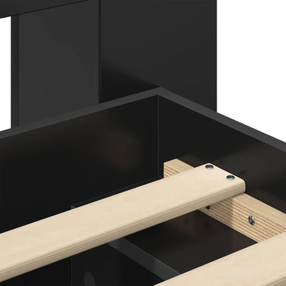 Bed Frame with Storage Black 75 x 190 cm Engineered Wood