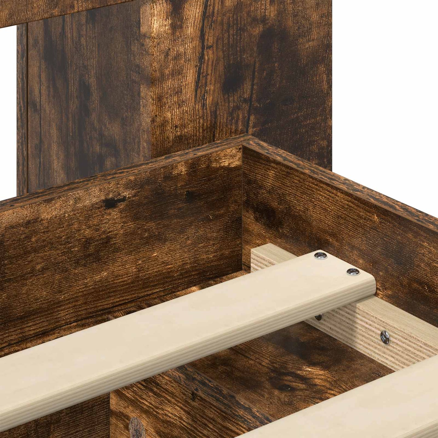 Bed Frame with Storage Smoked Oak 75 x 190 cm Engineered Wood