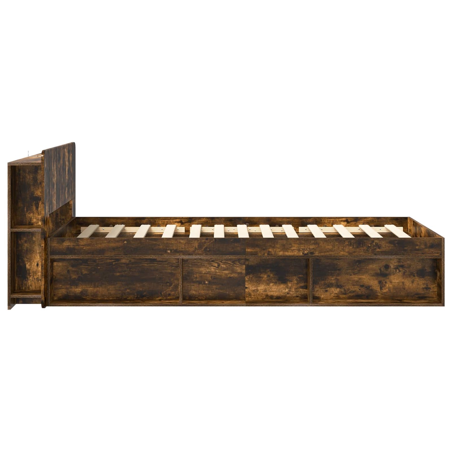 Bed Frame with Storage Smoked Oak 75 x 190 cm Engineered Wood