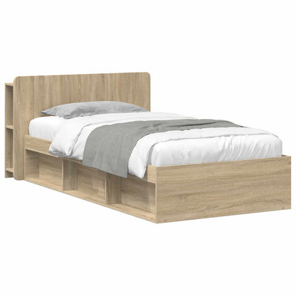 Bed Frame with Storage Sonoma Oak 75 x 190 cm Engineered Wood