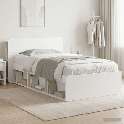Bed Frame with Storage White 75 x 190 cm Engineered Wood