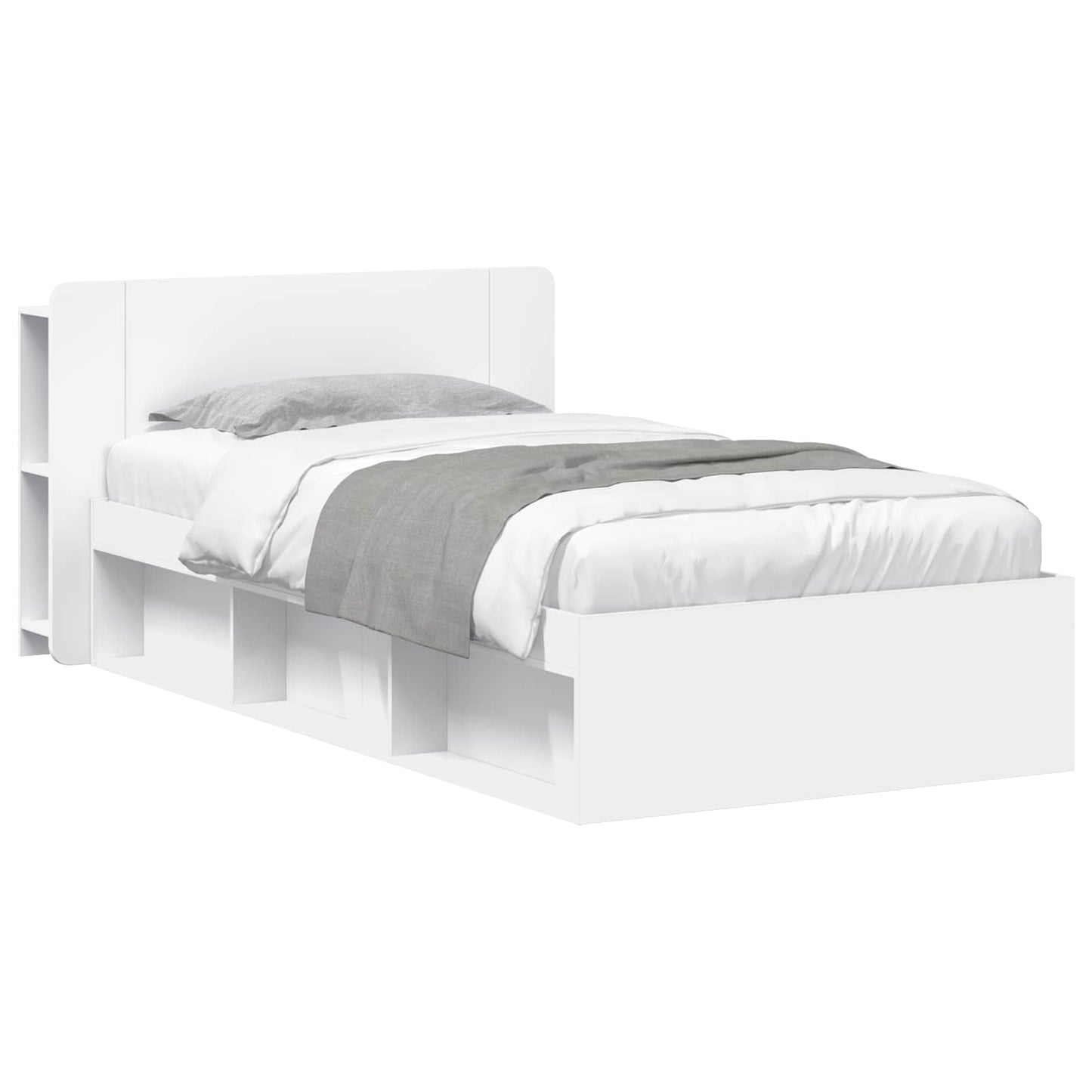 Bed Frame with Storage White 75 x 190 cm Engineered Wood
