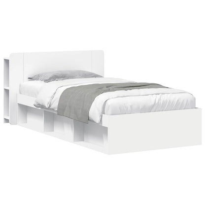 Bed Frame with Storage White 75 x 190 cm Engineered Wood