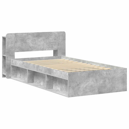 Bed Frame with Storage with Headboard Concrete Grey 80 x 200 cm