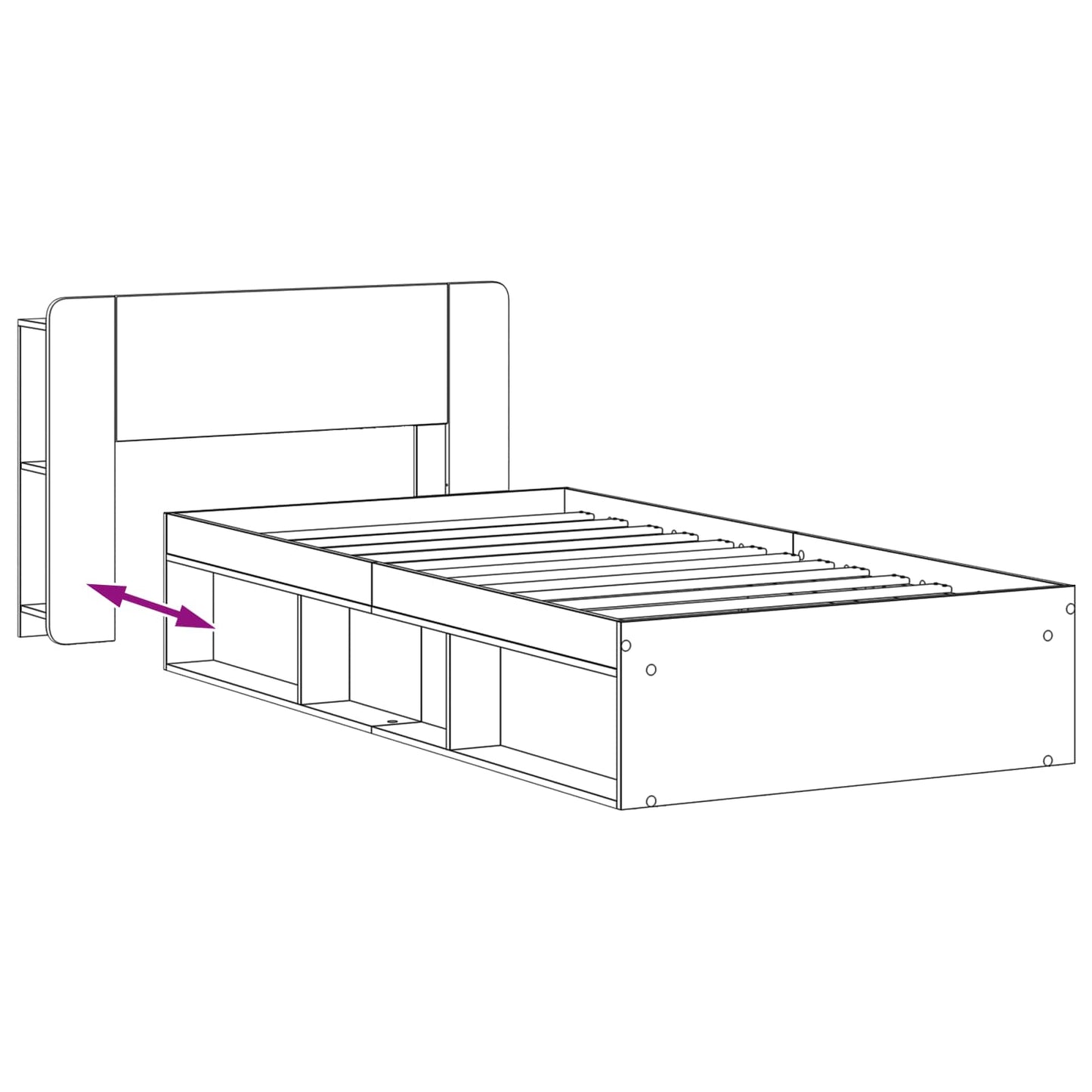 Bed Frame with Storage with Headboard Concrete Grey 80 x 200 cm