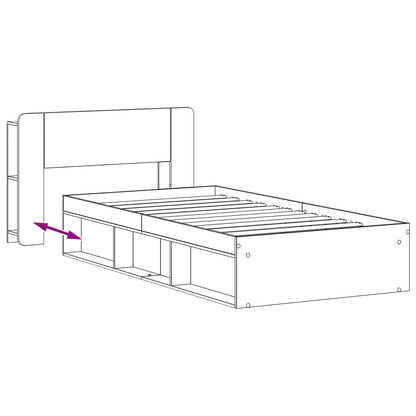 Bed Frame with Storage with Headboard Concrete Grey 80 x 200 cm