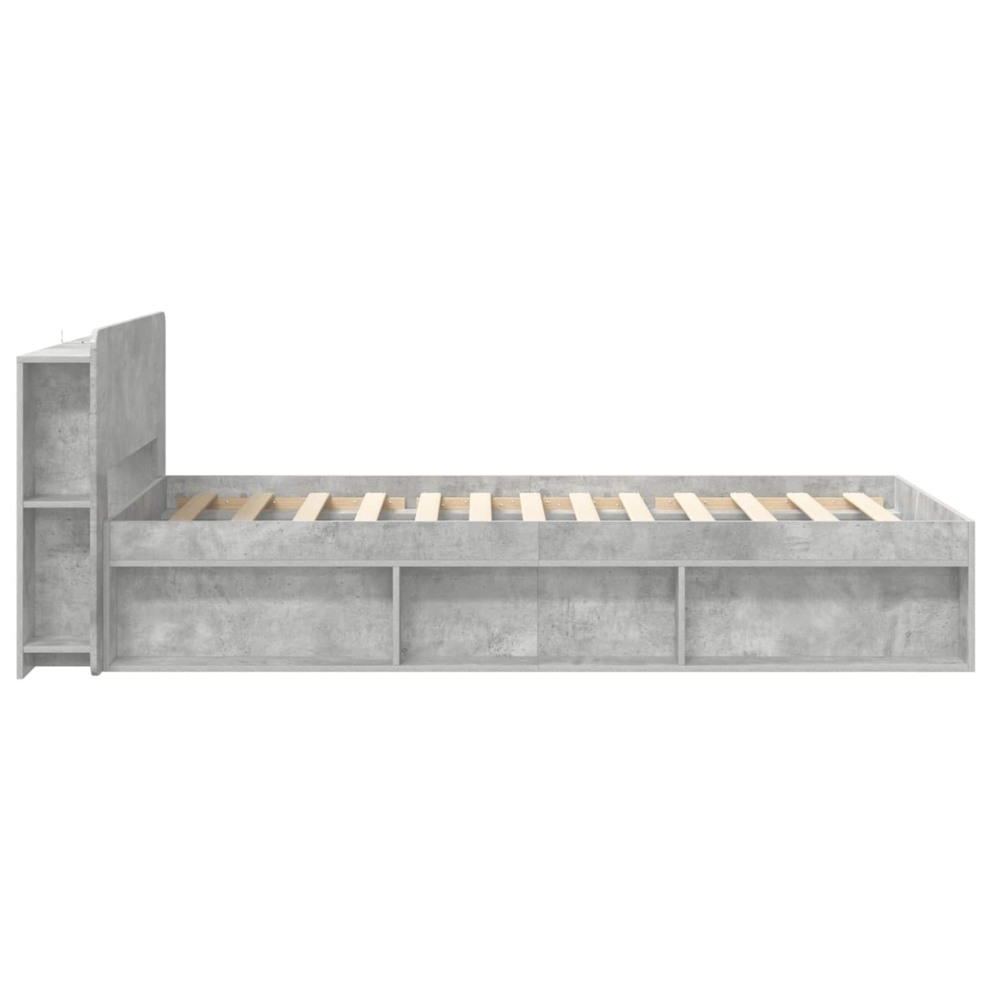 Bed Frame with Storage with Headboard Concrete Grey 80 x 200 cm