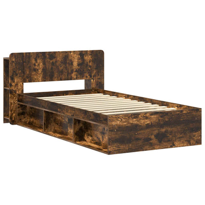 Bed Frame with Storage Smoked Oak 80 x 200 cm Engineered Wood
