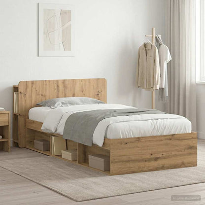 Bed Frame with Storage Artisan Oak 90 x 190 cm Engineered Wood