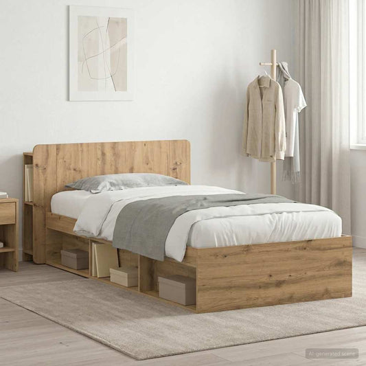 Bed Frame with Storage Artisan Oak 90 x 190 cm Engineered Wood