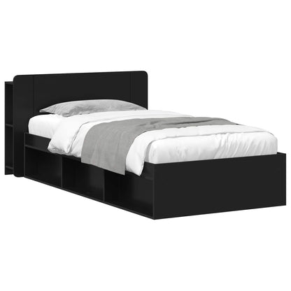 Bed Frame with Storage Black 90 x 190 cm Engineered Wood