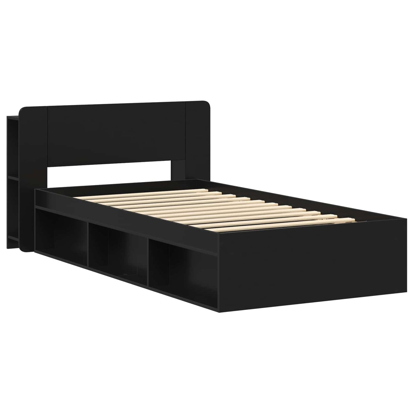 Bed Frame with Storage Black 90 x 190 cm Engineered Wood