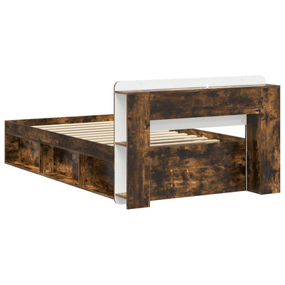 Bed Frame with Storage Smoked Oak 90 x 190 cm Engineered Wood