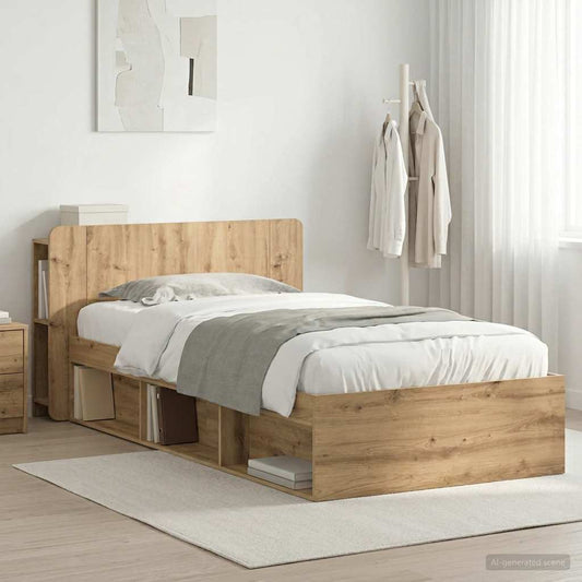 Bed Frame with Storage Artisan Oak 100 x 200 cm Engineered Wood