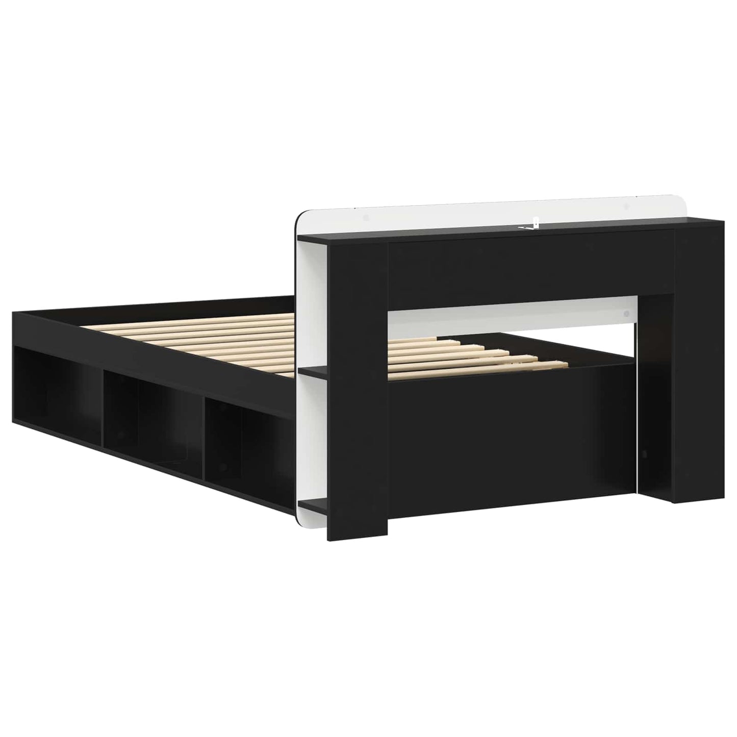 Bed Frame with Storage Black 100 x 200 cm Engineered Wood