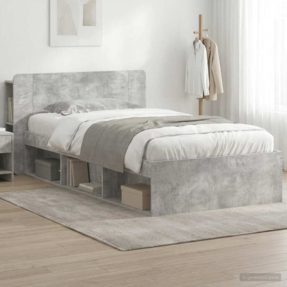 Bed Frame with Storage Concrete Grey 100 x 200 cm