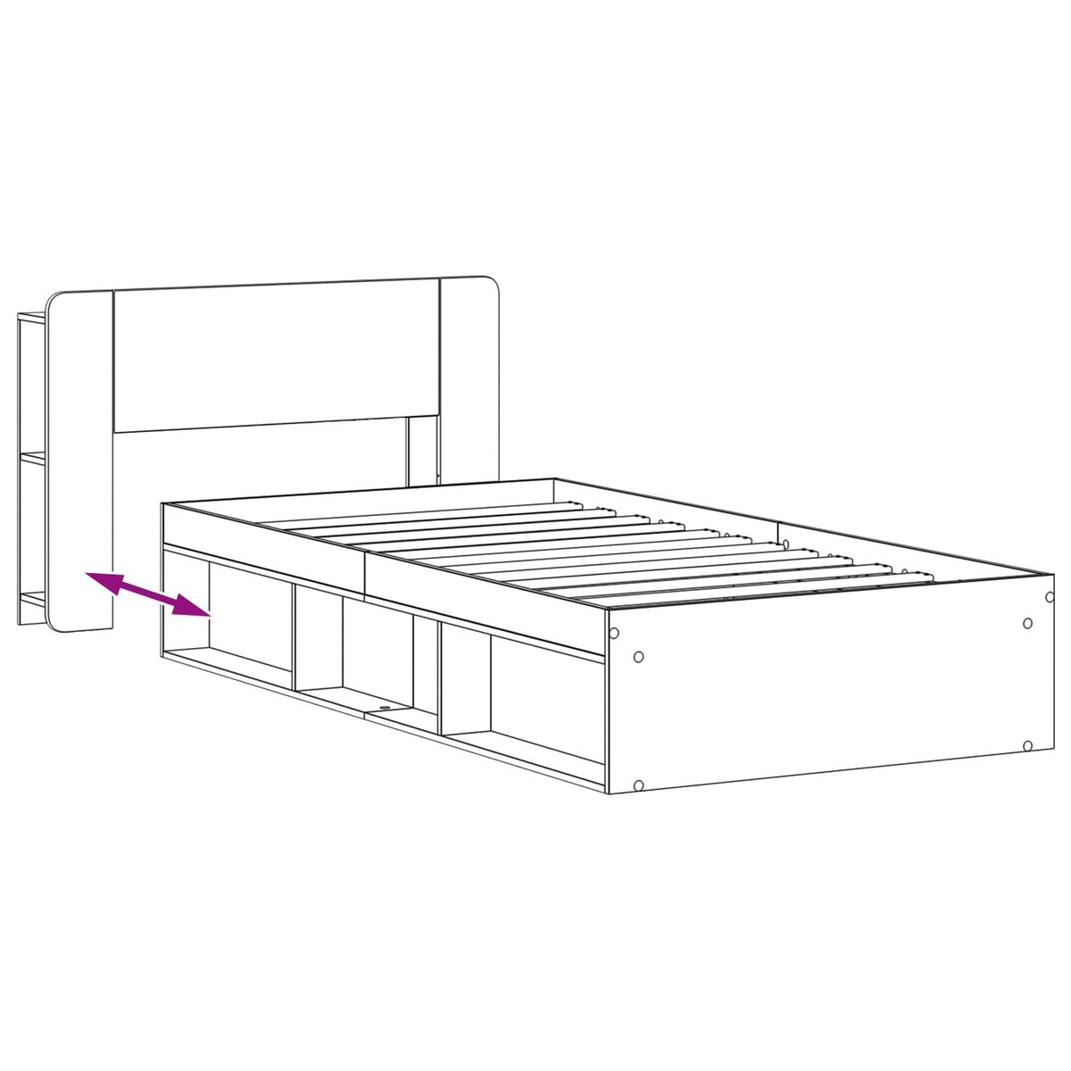 Bed Frame with Storage Concrete Grey 100 x 200 cm