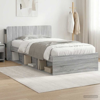 Bed Frame with Storage Grey Sonoma 100 x 200 cm Engineered Wood