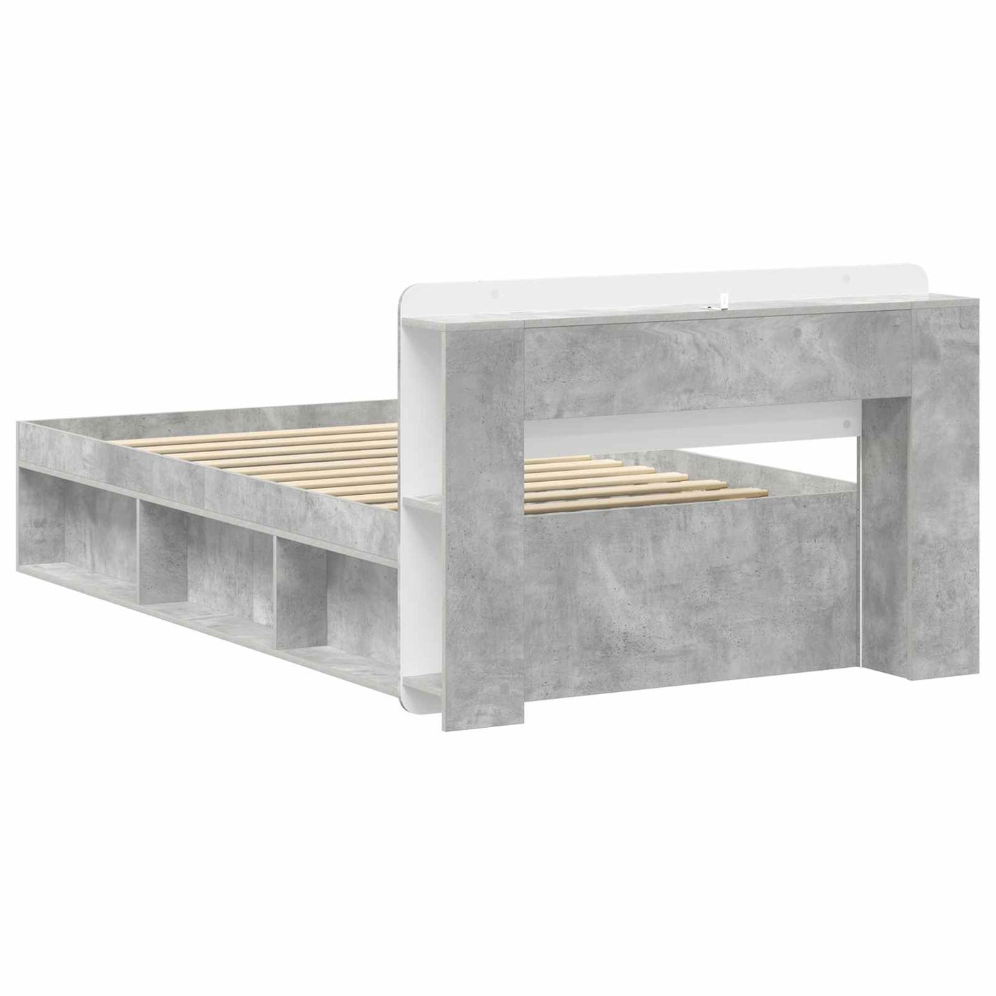 Bed Frame with Storage with Headboard Concrete Grey 90 x 200 cm