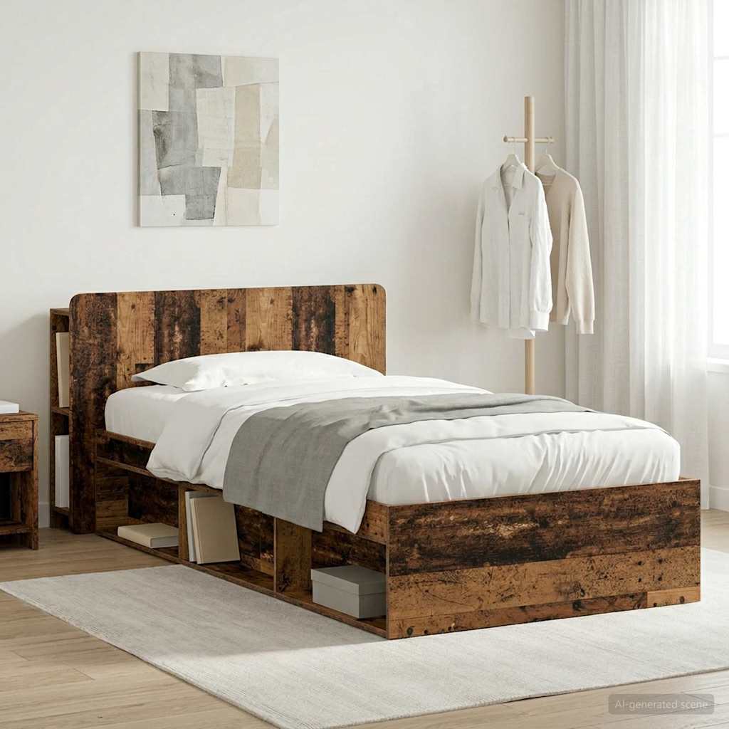 Bed Frame with Storage Old Wood 90 x 200 cm Engineered Wood